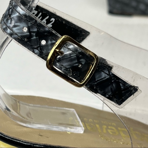 California Magdesians Clear Transparent Enamel Like Wedge Heel Sling Back Y2K - Picture 10 of 13